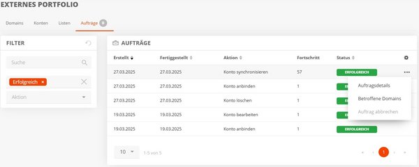Auftragsübersicht