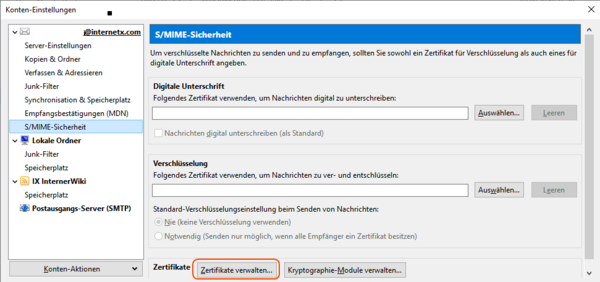 Zertifikat in Thunderbird hinterlegen