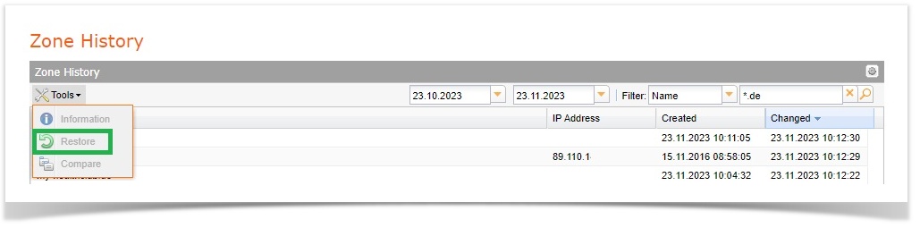 Automatic zone purge: How can I restore zones that were automatically deleted?